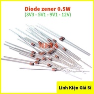 [Pack of 20] zener Diode 0.5W pin 3v3, 5v1, 9v1, 12v - BZX55C3V3 BZX55C5V1 BZX55C9V1 BZX55C12V
