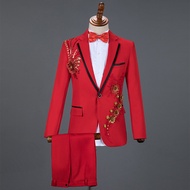 Performance Costume Sequin Suit Set Stage Chorus Men's Dress Singer Host Costume Men's Suit