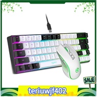 【●TI●】HXSJ 68 Keys Mechanical Keyboard Compact RGB  Gaming Mouse and Keyboard  for PC Gaming B