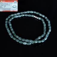 สร้อยคอหยก พลอยพม่าแท้ สีเขียวเข้มสวย (Green Jadeite) เกรดA ขนาด 6 มิล หยกแท้ จากประเทศพม่า  พร้อมใบ