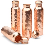 Advanced Mixology Glytterati Hammered Copper Water Bottle (34 oz/1000ml) (Set of 4) | Pure Copper Bo