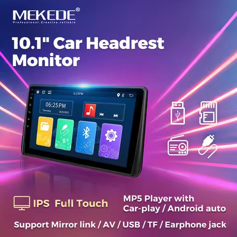 MEKEDE 10.1" Car Headrest Monitor IPS Full Touch support Mirror link/AV/UsB/TF/Earphone jack Intelli