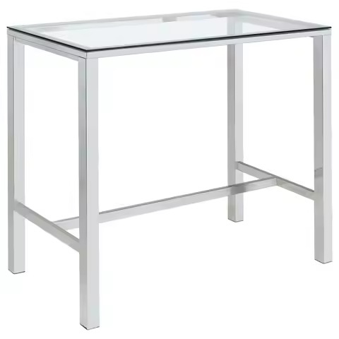 Home Furnishings Tolbert Glass amp Metal 47Inch Rectangular Bar Table with Tempered Glass Top and Ch