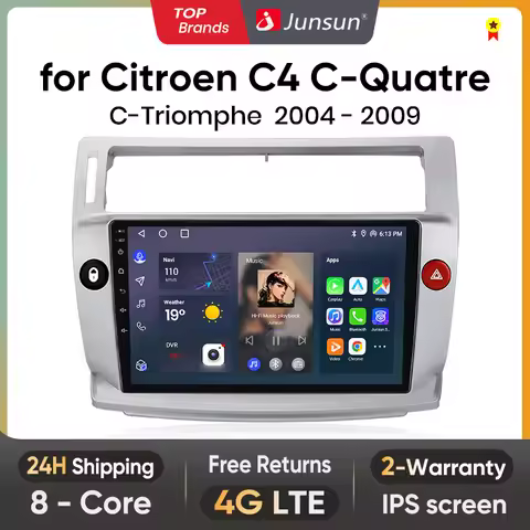 Junsun V1 AI Voice Wireless CarPlay Android Auto Radio for Citroen C4 2004 - 2009 4G Car Multimedia 