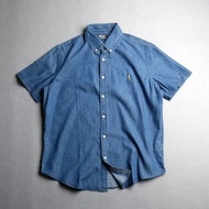 外國預訂 polo Ralph Lauren 拼色刺繡logo 牛仔短袖恤衫