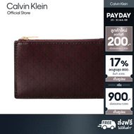 CALVIN KLEIN กระเป๋าใส่บัตรและเหรียญผู้หญิง Monogram Logo Card Holder รุ่น 4F1084G 2XD-สีน้ำตาลเข้ม