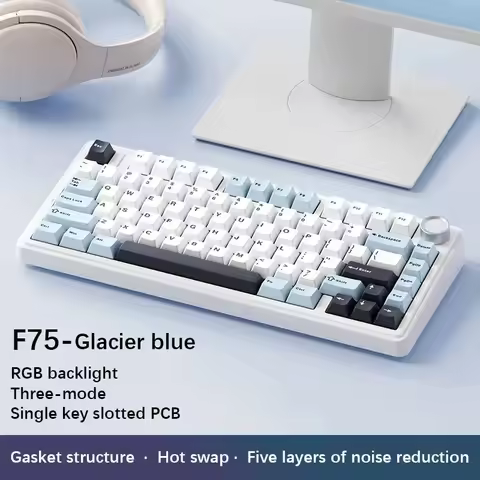 AULA F75 Mechanical Keyboard Wired/2.4G Wireless/Bluetooth RGB PBT 75% Layout OEM Profile Gasket Cus