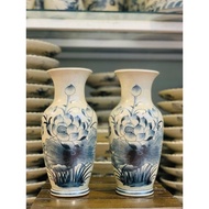 Cracked enamel water vases painted with lotus and dragons 22cm and 27cm, decorative flower vases, sp