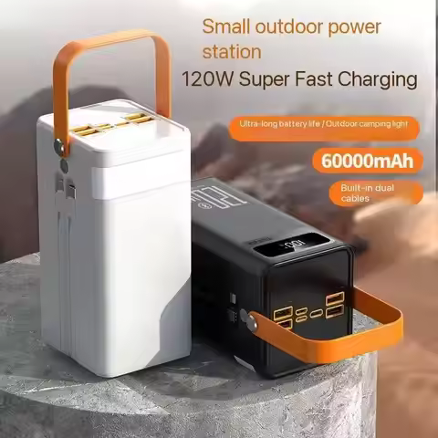 30000mAh 60000mAh Portable Power Bank 120W Fast Charging Power Station Emergency Power Bank LED Char
