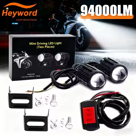 Heyword Motorcycle Mini Driving Light Dual Colo for Headlight Auxiliary Spotlight Lamp R ATV Scooter