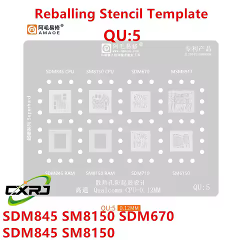 Amaoe QU5 QU7 RAM BGA Stencil Reballing For SM4250 SM6125 SM6155 SM7125 SM7150 SM7225 SM7350 SDM845 