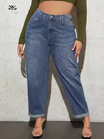 Plus Size Washing Jeans for Women Harem Jeans Stretchy Loose Denim Lady Jeans Pants High Waist 100 K