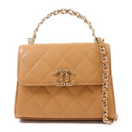 CHANEL 牛皮皮革Mini Top Handle Flap Bag金扣手挽肩背兩用袋
