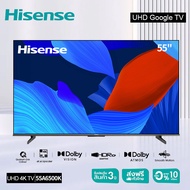 Hisense TV ทีวี 55 นิ้ว รุ่น 55A6500K 4K Ultra HD /Dollby Atmos Voice Control Google TV Netflix Youtube /DVB-T2 / USB2.0 / HDMI /AV 2023 New
