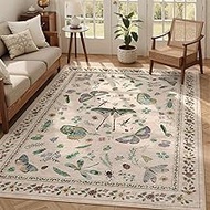 5x8 Non-Slip Insect Print Rug - Indoor Low Pile Machine Washable Bug Rug for Entryway, Front Door, N