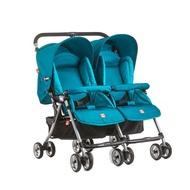 Baby Twin Stroller Lightweight Foldable Flat Lying Shock Absorber Baby Double Stroller Gray