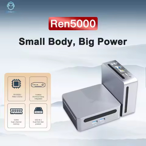 GenMachine Mini PC Ren5000 5500U AMD Ryzen5 5500U CPU 2.1GHz Up to 4.0GHz Windows 10/11 DDR4 64GB Wi
