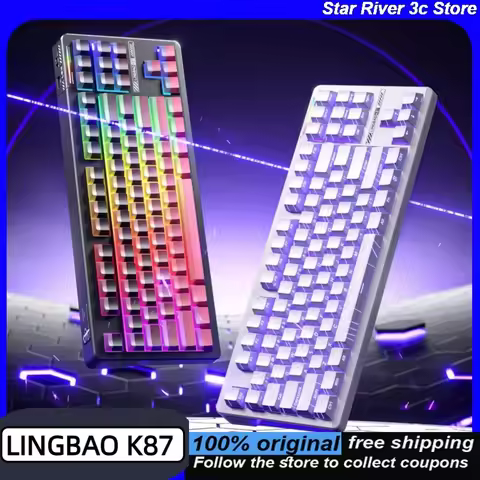 LINGBAO K87 Mechanical Keyboards Bluetooth Wireless PBT Keycaps Gaming Office for PC Laptop with 100