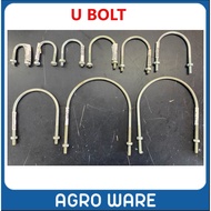 5 X 3/8"   8 X 3/8"   10 X 1/2"   12 X 1/2"   Galvanized Iron Screw U-Bolt And Nut / Screw Besi U Sh