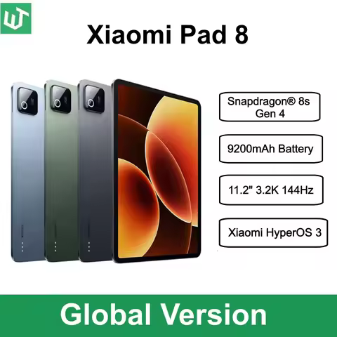 Global Version Xiaomi Pad 8 Tablet 11.2" LCD 3.2K 144Hz Display Snapdragon® 8s Gen 4 9200mAh Battery