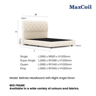 MAXCOIL Belinda Headboard + Night Angel Divan Bed Frame