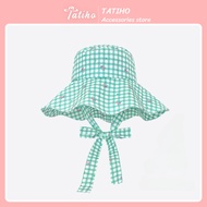 Nón Bucket Rộng Vành Nữ Mũ Che Nắng Caro Phối Hoa Tulip Dễ Thương Ngọt Ngào Thời Trang Mùa Hè Dã Ngo