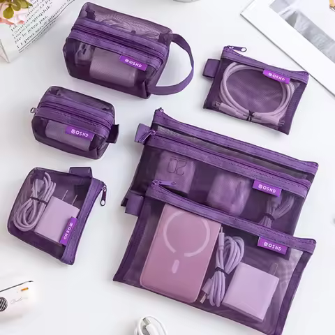 6pcs Transparent Mesh Coin Purse, Portable Coin Bag, Mini Zipper Coin Purse, Portable Coin Purse for