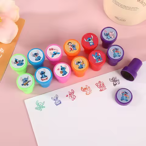 12PCS Cartoon Seal Gift Stitch Cartoon Pattern Seal Kindergarten Rewards Stamps Christmas Gift