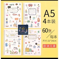 A5 Line Notebook Spiral Book Coil Notebook Creative Stationary Traveler Notebook