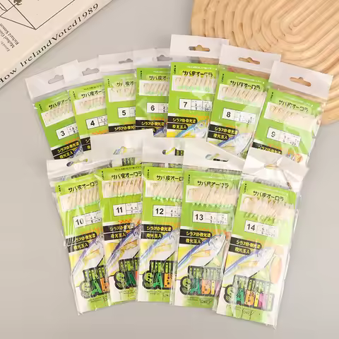 10Pcs/Pack White Fish Skin Bionic String Hook Apollo Uki Uki Sabiki White Fish Skin Fish Fishing Hoo