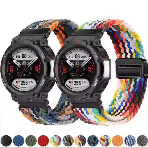 Magnetic Folding Buckle Nylon Strap for T-Rex3 Braided Weaving Elastic Bracelet for Amazfit T-Rex / 