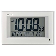 [Powermatic] SEIKO QHL077W QHL077WN Digital Alarm White Plastic Case LCD Dial Thermometer Desk &amp; Table Clock