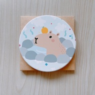 水豚 圓形 吸水杯墊