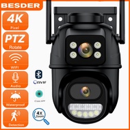 BESDER 4K 8MP กล้องวงจรปิด WiFi กล้อง IP เลนส์คู่ Night Vision AI มนุษย์ตรวจจับ ONVIF ไร้สายกลางแจ้งกันน้ำความปลอดภัย PTZ กล้องเฝ้าระวัง