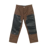 CHROME HEARTS 木匠雙膝十字貼布褲 皮革尼龍 棕色 #32