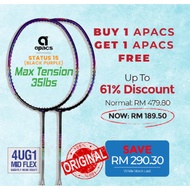 【Combo Set】 2x APACS Status 15 (Black) Badminton Racket - Low Wind Resistance, Comfort Feel &amp; Stable Handling