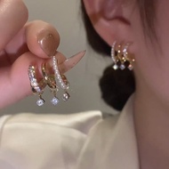 [Xi Decoration Huamei] BG201 Korean Cool Style Simple Earrings Fashion Four-Claw Zircon Pearl Earrin