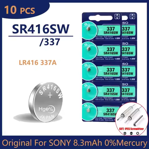 10pcs 337 Original For SONY SR416SW button battery watch battery coin cell batteries 623 D337 SP337 