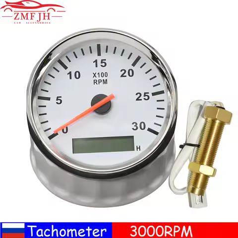85mm Tachometer 3000RPM With Hourmeter Truck Car Boat Diesel Engine Tacho Meter RPM Gauge M18 / M16 