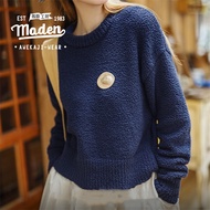 MADEN brand workwear style 2024 autumn new womens youth granular velvet circle sweater retro pullove