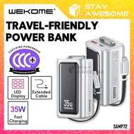 WEKOME Original 3C Powerbank CCC 10000mAh Display 35w Fast Charging Built In Extended Cable SAWP72