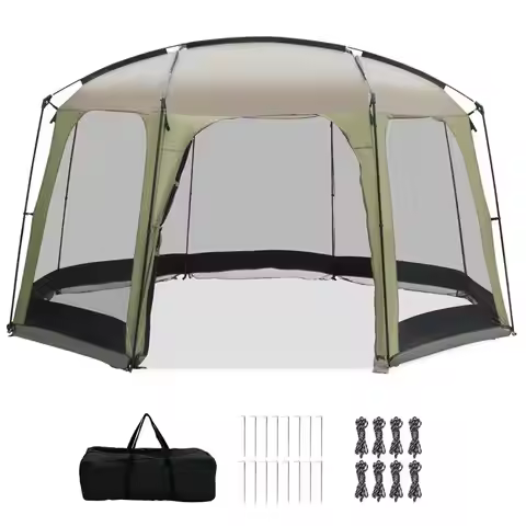 6-8 Person Netted Canopy Tent with Zippered Door