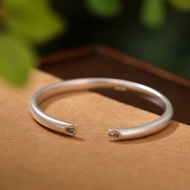 Peace Joy S999 Silver Bracelet Opening Solid Retro Temperament Ping An Joy S999 Silver Bracelet Open