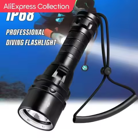 High Power Diving Flashlight IP68 Highest Waterproof Rating Professional Diving Light Powered by 186