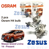 2 Pcs x Mentol Lampu Zesus Bosch Osram Halogen Bosch  Headlamp Bulb H4 12v -Nissan Grand Livina 2014