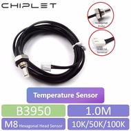 2Pcs Thermistor 10K 50K 100K B3950 NTC 100CM 1M 1% M8 Hexagonal Head Sensor Coefficient Temperature 