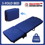 Folding Bed Single 3-Fold Portable Foldable Bed With Memory Foam Mattress & Wheels Japanese For Camp
