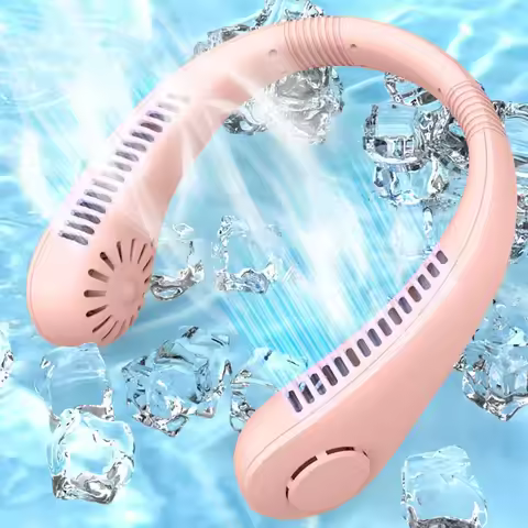 Mini Neck Mounted Fan Portable Bladeless Neck USB Rechargeable Air Cooler 3 Speed Mini Summer Sports