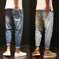 Street Wear Summer Ankle-Length Jeans Men Loose Large Size 9-Point Pants 8-Eight-Point Harem Pants T