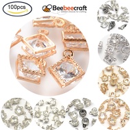 BeeBeecraft 1Bag/100 Pcs Cubic Zirconia Alloy Flower/Horse Eye/Rhombus/Flat Round/Star Shape Charms